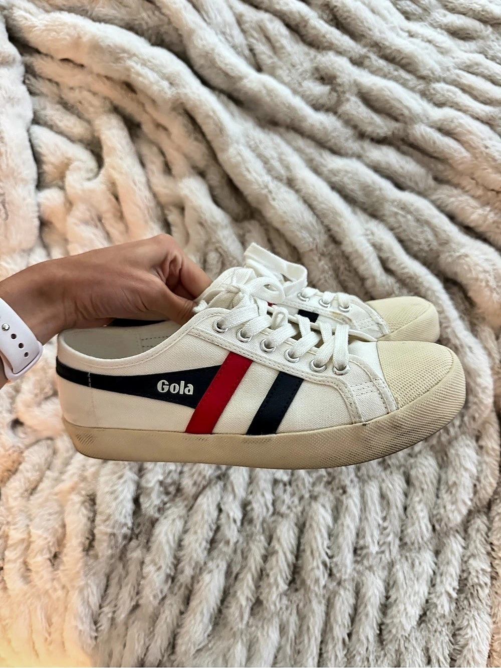 Gola Coaster Smash Color Block Sneakers in White & Red